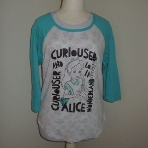 CLEARANCE Disney Alice in Wonderland/Curiouser & Curiouser 3/4 Sleeve Top NWOT